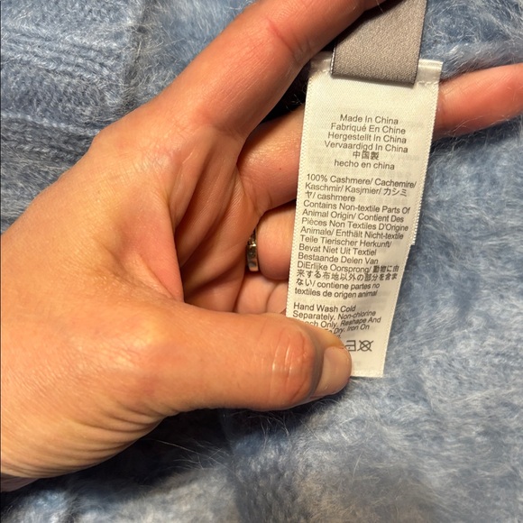 J.Crew Spring Street Brushed Cashmere Edit Cable Cardigan Blue Sz Med Oversized - Picture 6 of 7